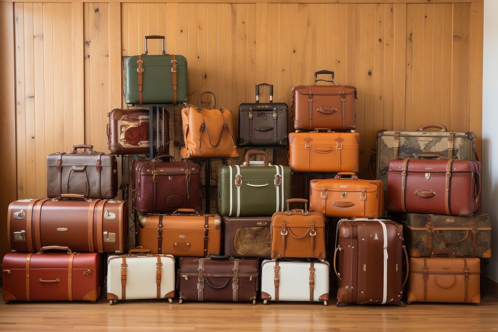 Overview of suitcases luggage handbag backgrounds.