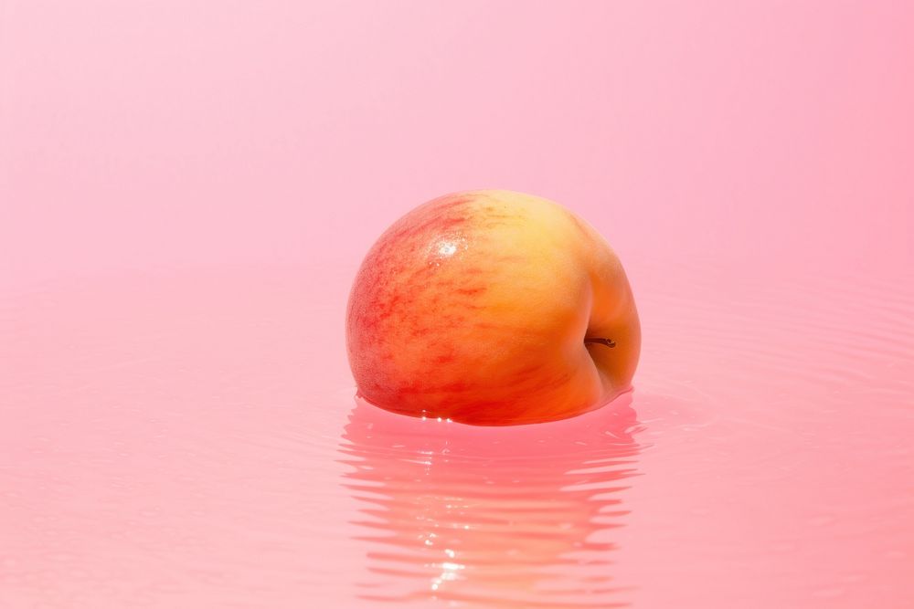 Peach on pink water pattern apple fruit plant.