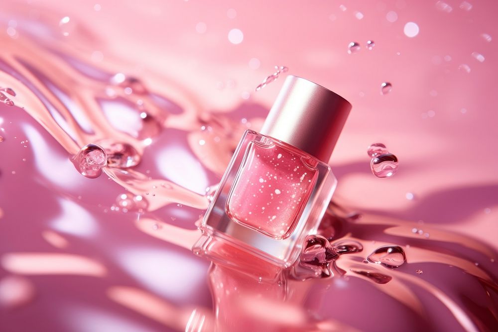 Pink nail liquid bootle packkage cosmetics perfume bottle.