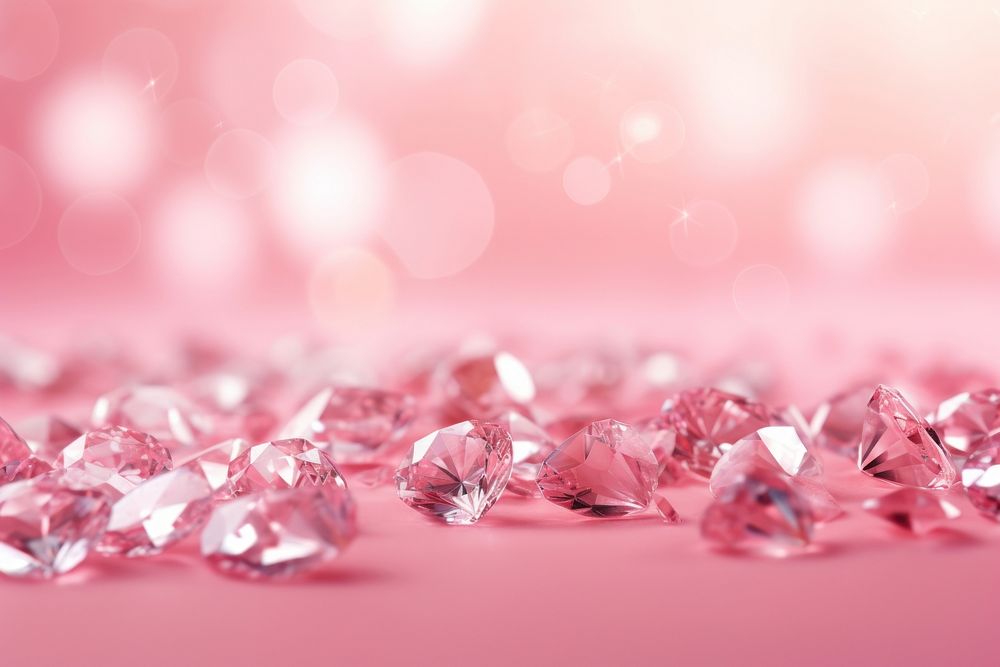 Pink diamonds crystal border backgrounds gemstone jewelry.