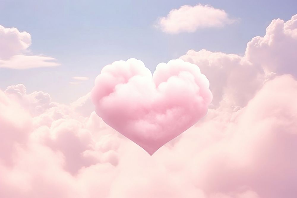 Pink heart on pink cloud pattern backgrounds tranquility cloudscape.