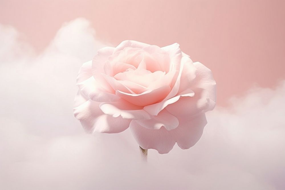 Pink rose on cloud pattern blossom flower petal.