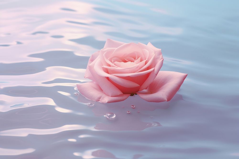 Pink rose on pink water pattern flower petal plant.