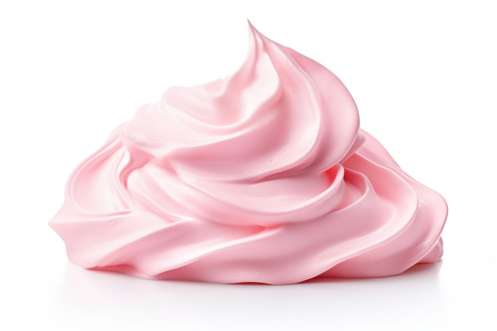 Pink whipped cream dessert icing food.