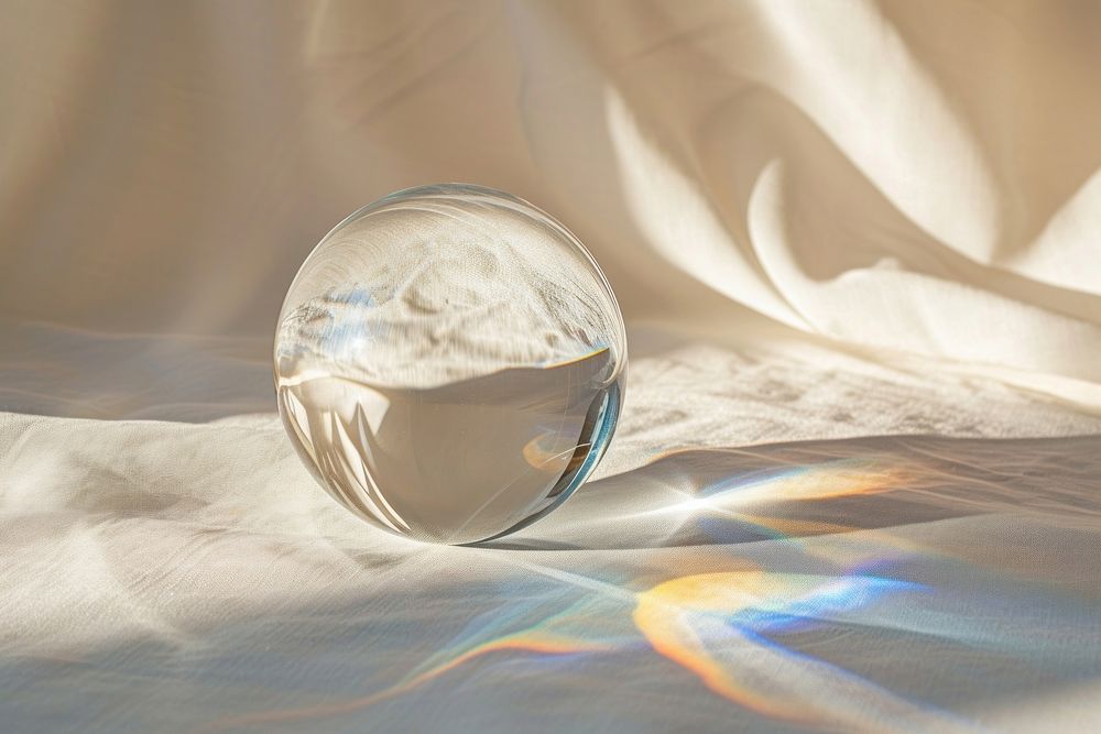 Crystal ball sphere transparent reflection.