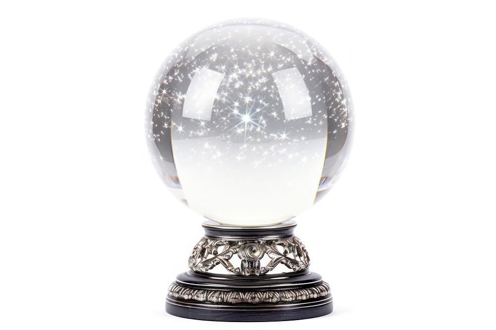 Crystal ball white background lighting jewelry.