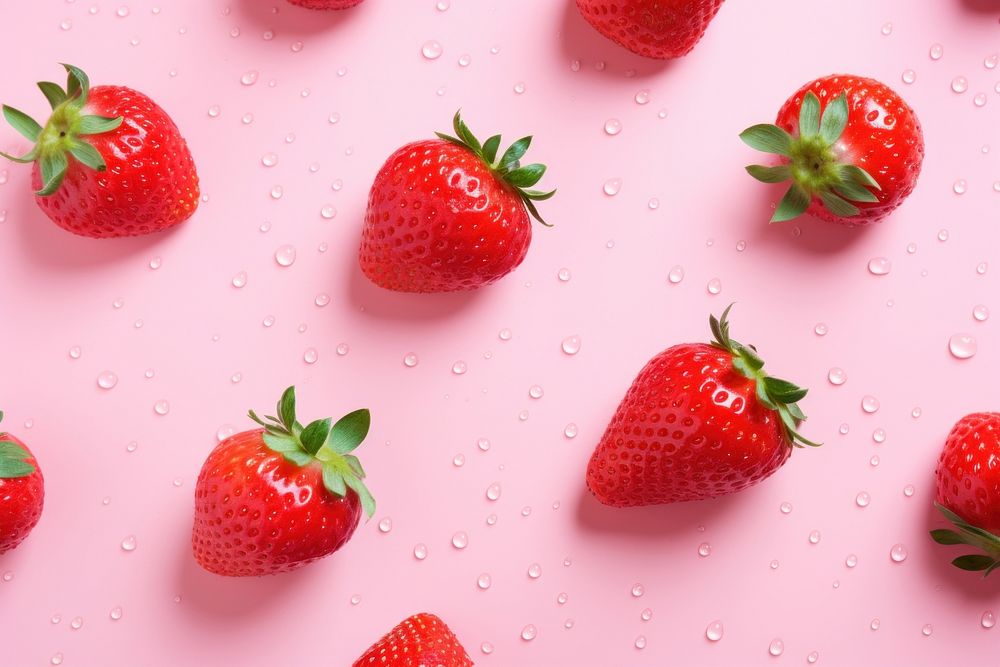 Strawberries on pink water pattern backgrounds strawberry fruit.