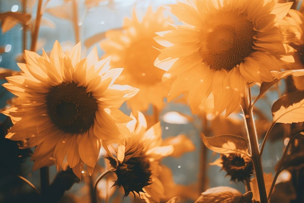 Sunflower light leaks backgrounds outdoors Free Photo - rawpixel