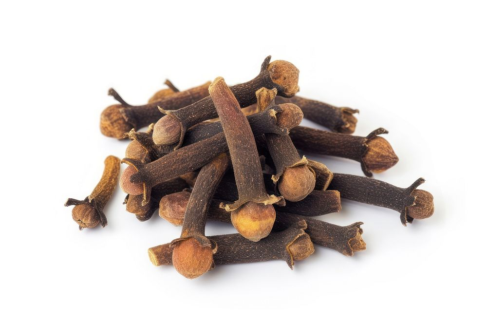 Cloves spice food white background.