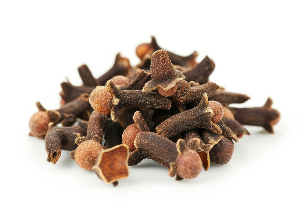 Cloves spice food white background.