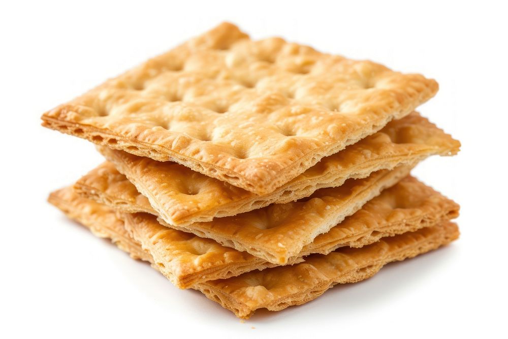 Crackers bread food white background.