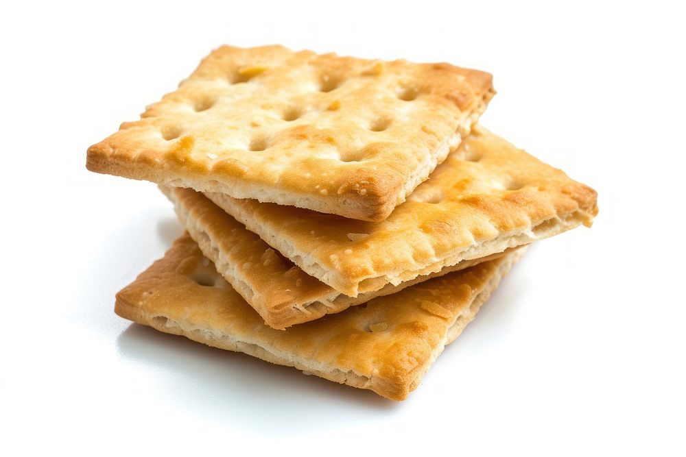 Crackers bread food white background.