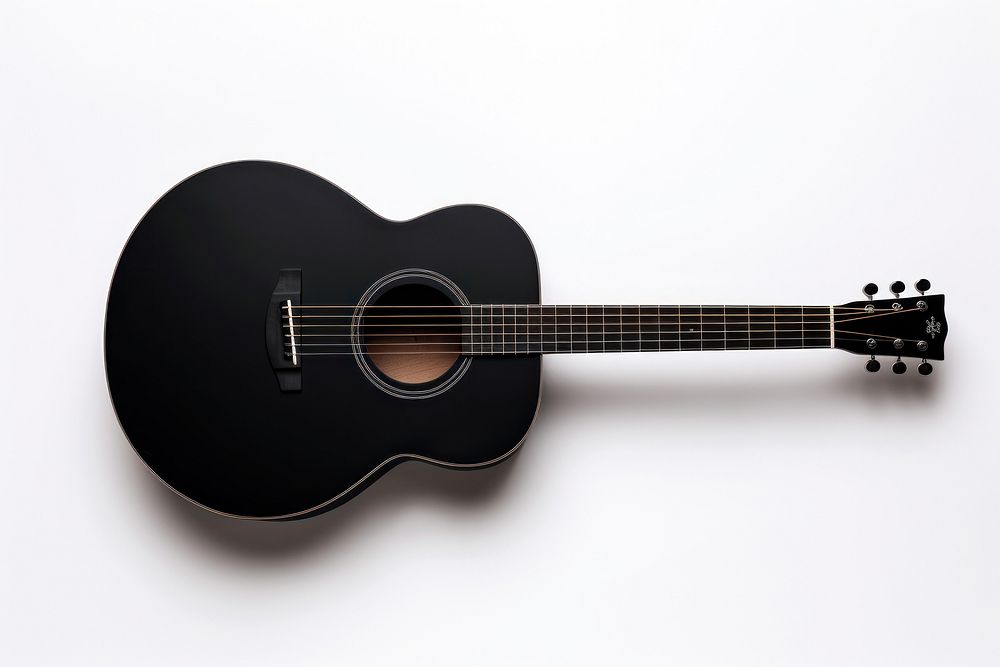 Black acoustic guitar performance fretboard string.