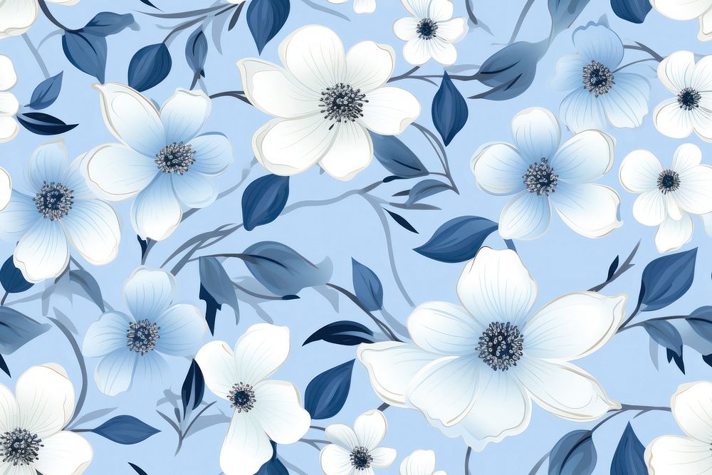 Blue flowe pattern backgrounds flower.