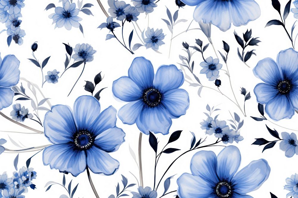 Blue flowe pattern backgrounds flower.