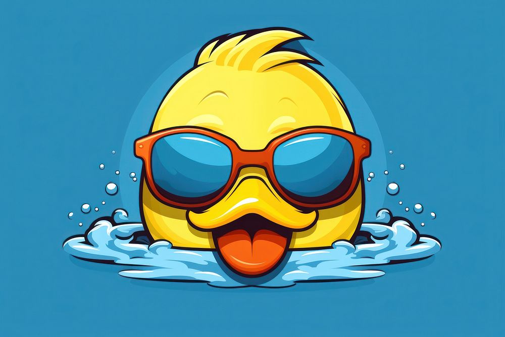 Rubber duck sunglasses cartoon swimming accessories recreation.