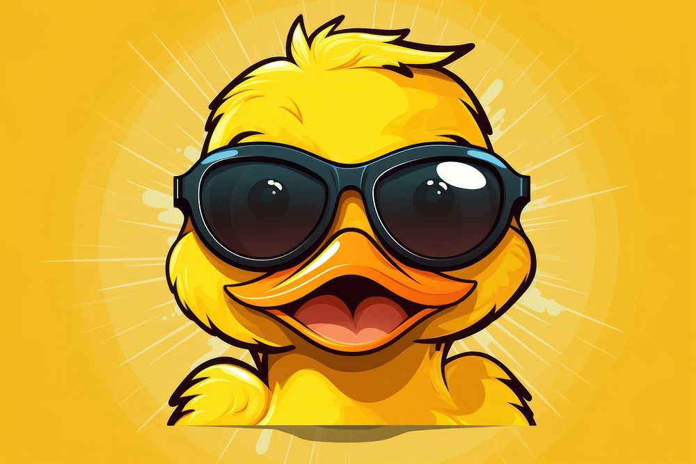 Rubber duck sunglasses cartoon representation accessories photography.