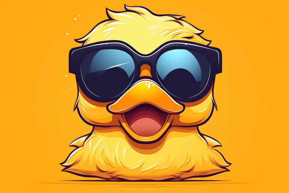 Rubber duck sunglasses cartoon representation accessories creativity.