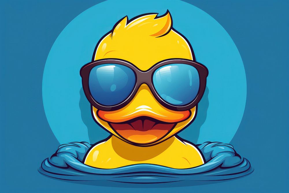Rubber duck sunglasses cartoon swimming representation accessories.