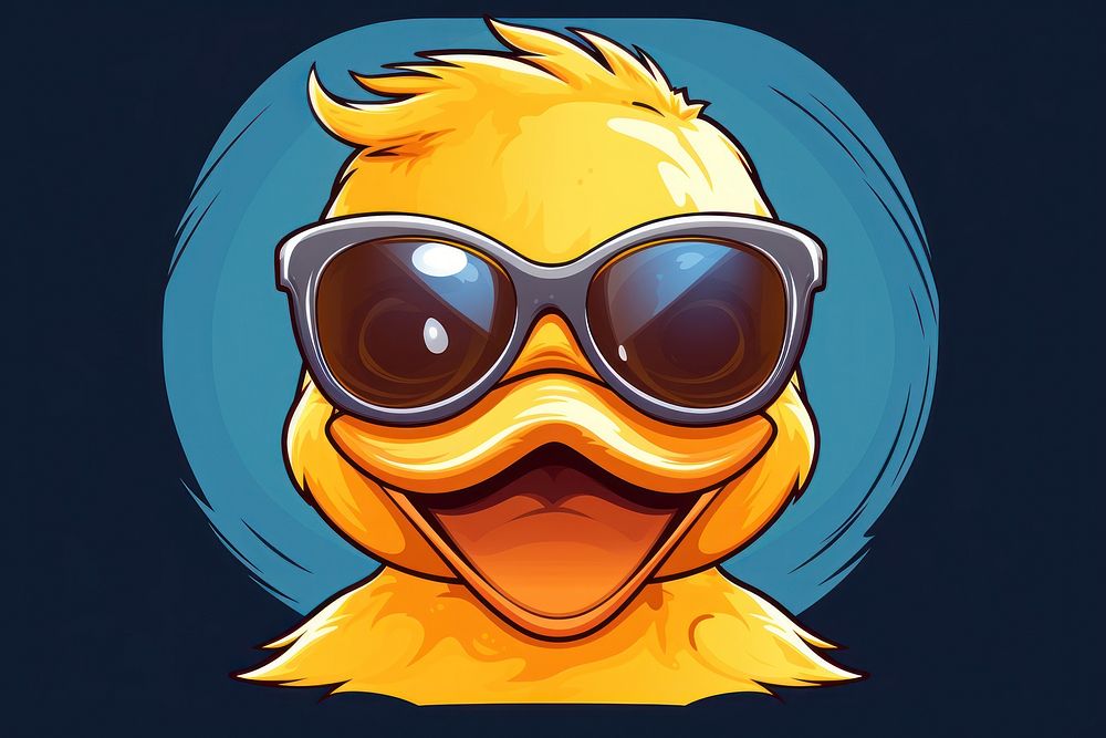 Rubber duck sunglasses cartoon representation accessories creativity.