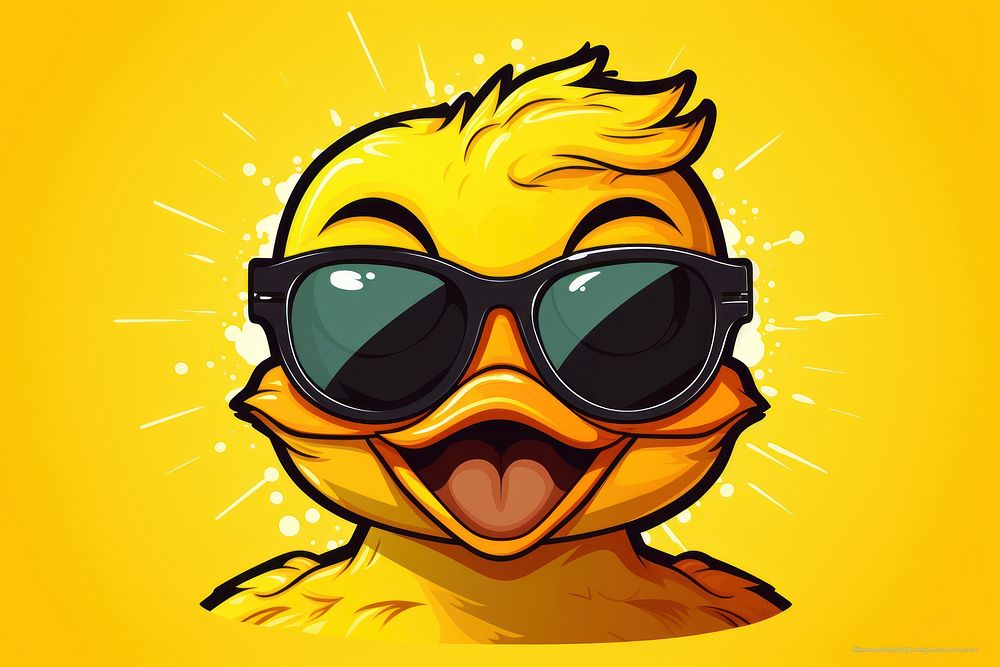 Rubber duck sunglasses cartoon representation accessories technology.