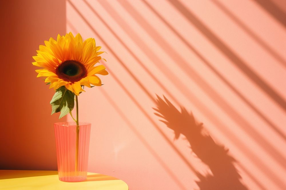 Sunflower indoors yellow shadow.