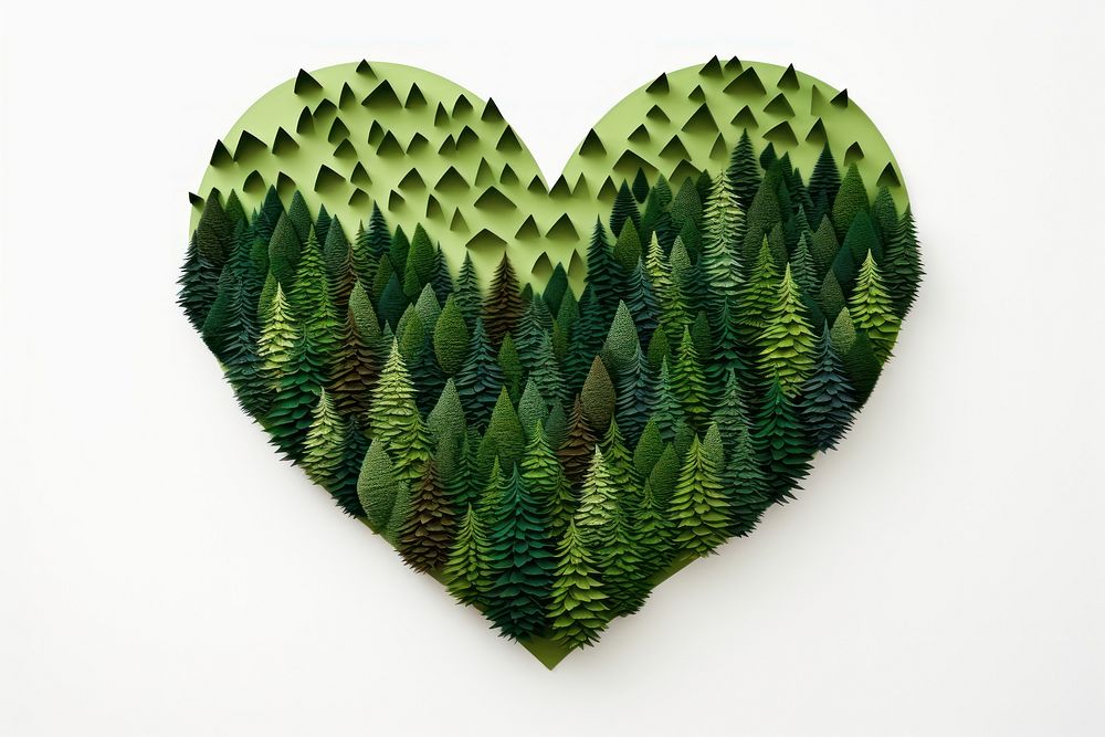Forest shaped heart plant leaf white background.