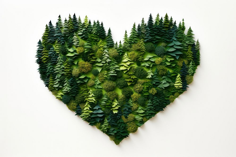 Forest shaped heart plant green tree.