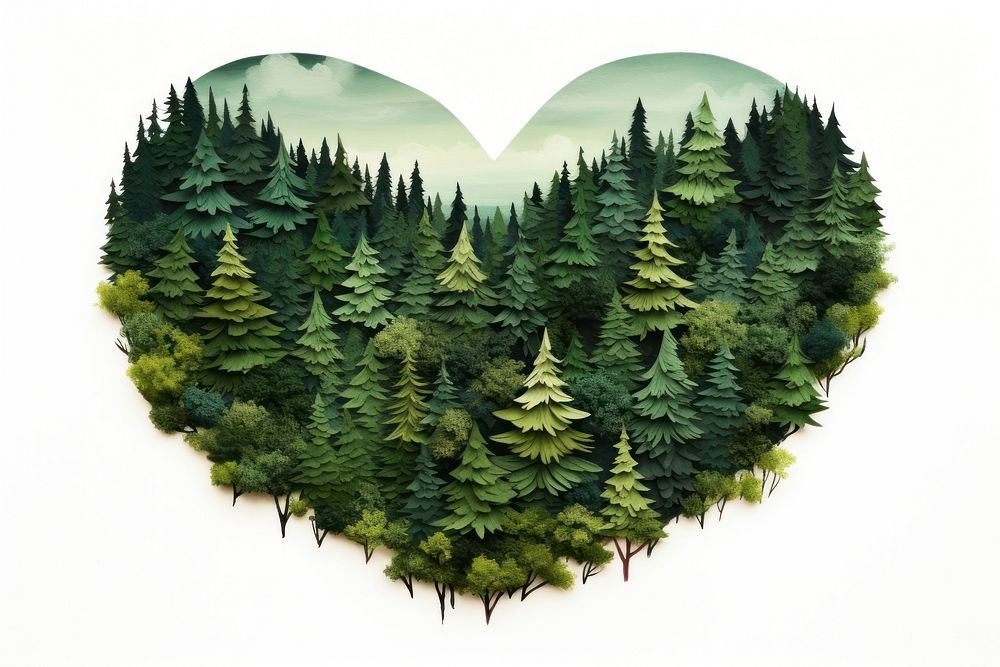 Forest shaped heart outdoors woodland nature.