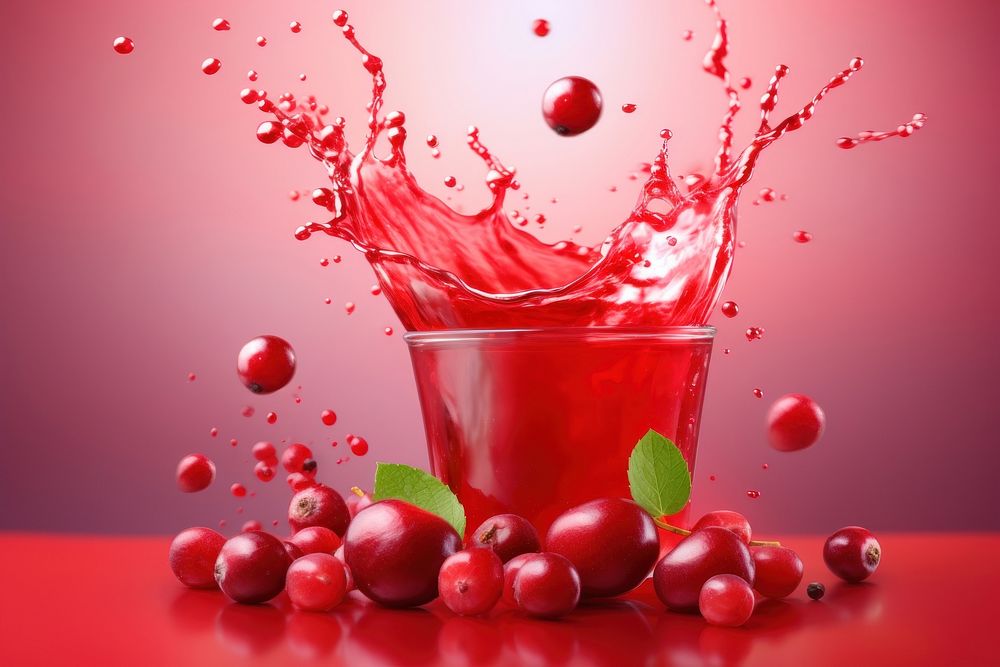 Cranberry juice fruit splashing smoothie.