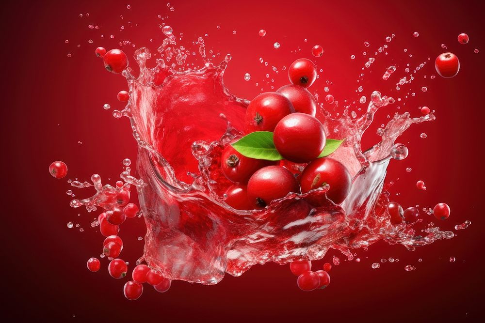 Cranberry juice fruit splashing cherry.