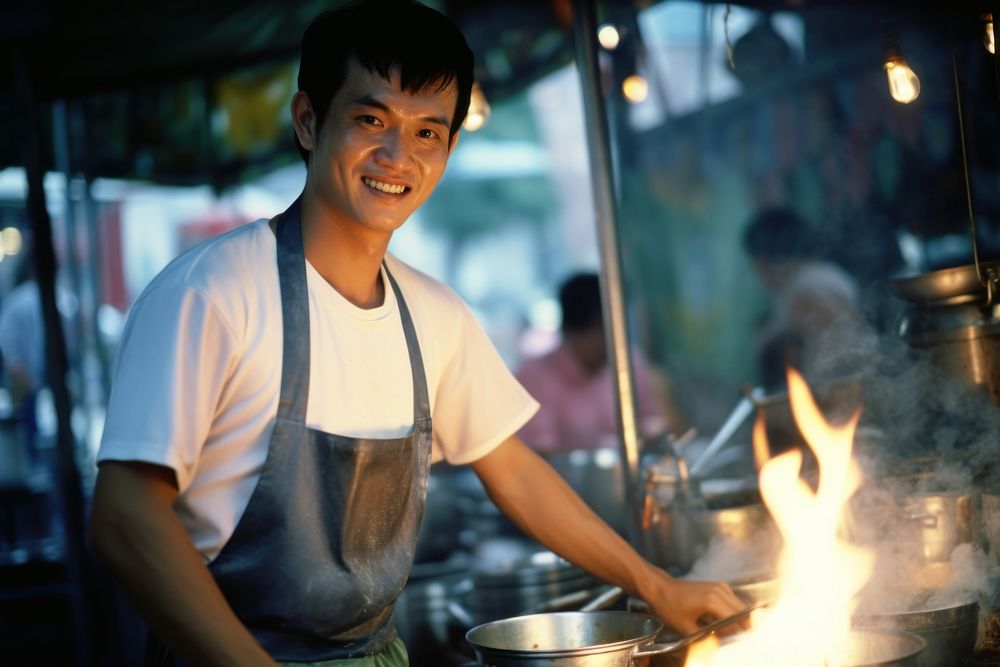 Thai chef cooking food adult.