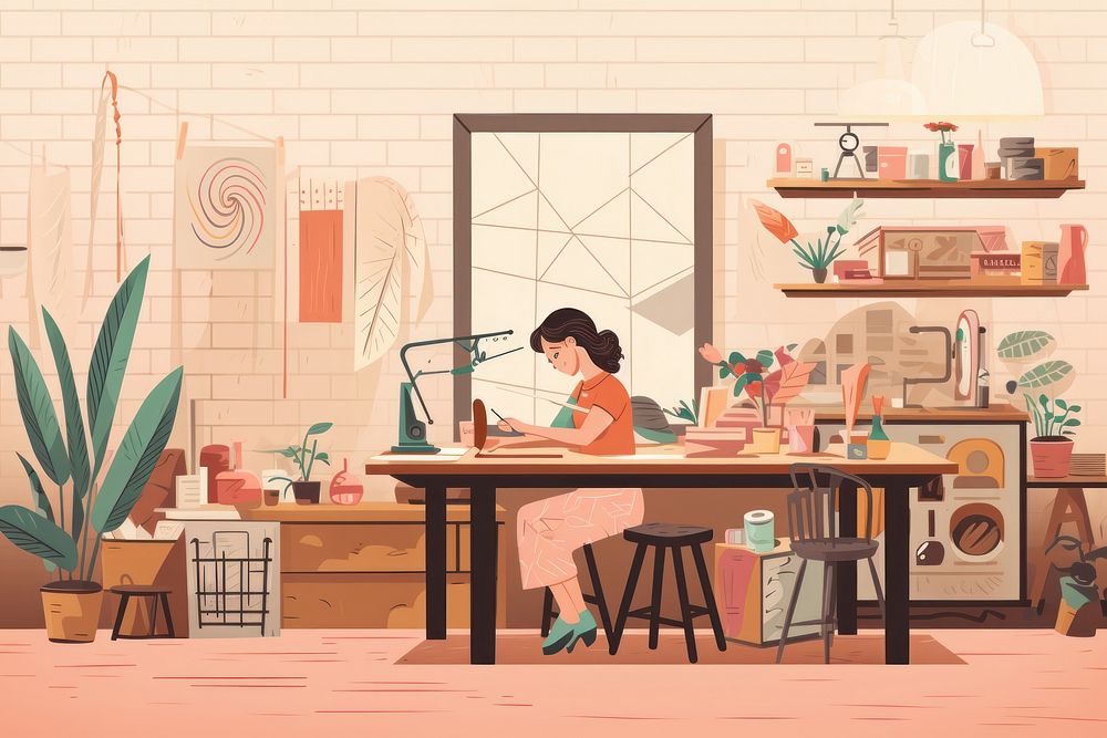 Paper craft furniture cartoon table. | Free Photo Illustration - rawpixel