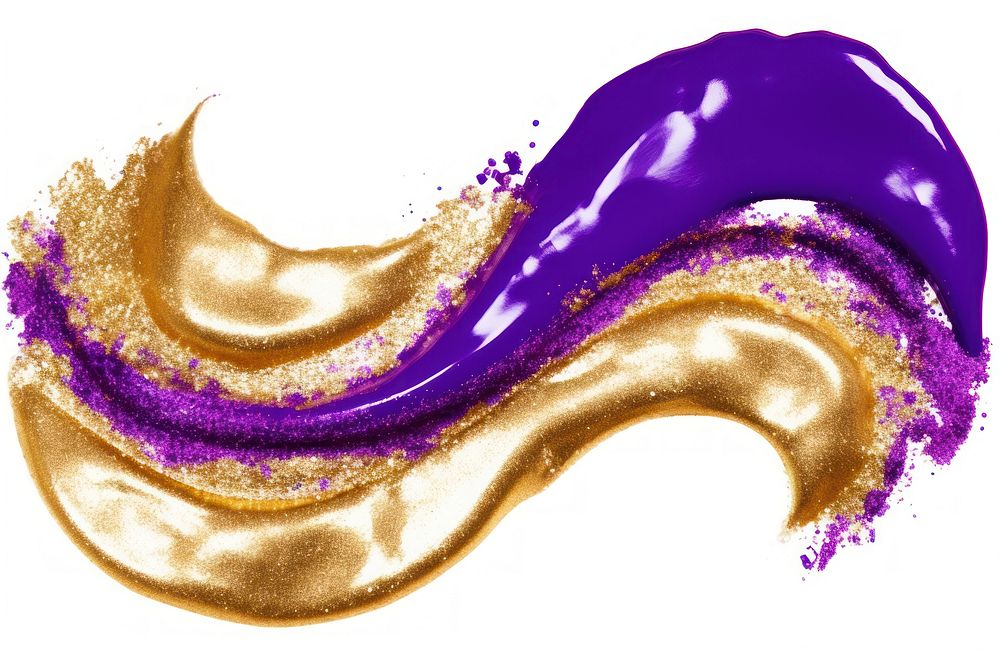 Gold abstract brush stroke glitter purple violet.