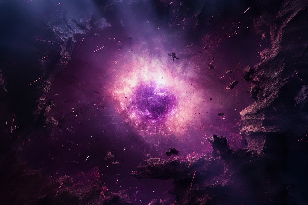 A purple chaotic energy heavy explosion astronomy exploding universe.