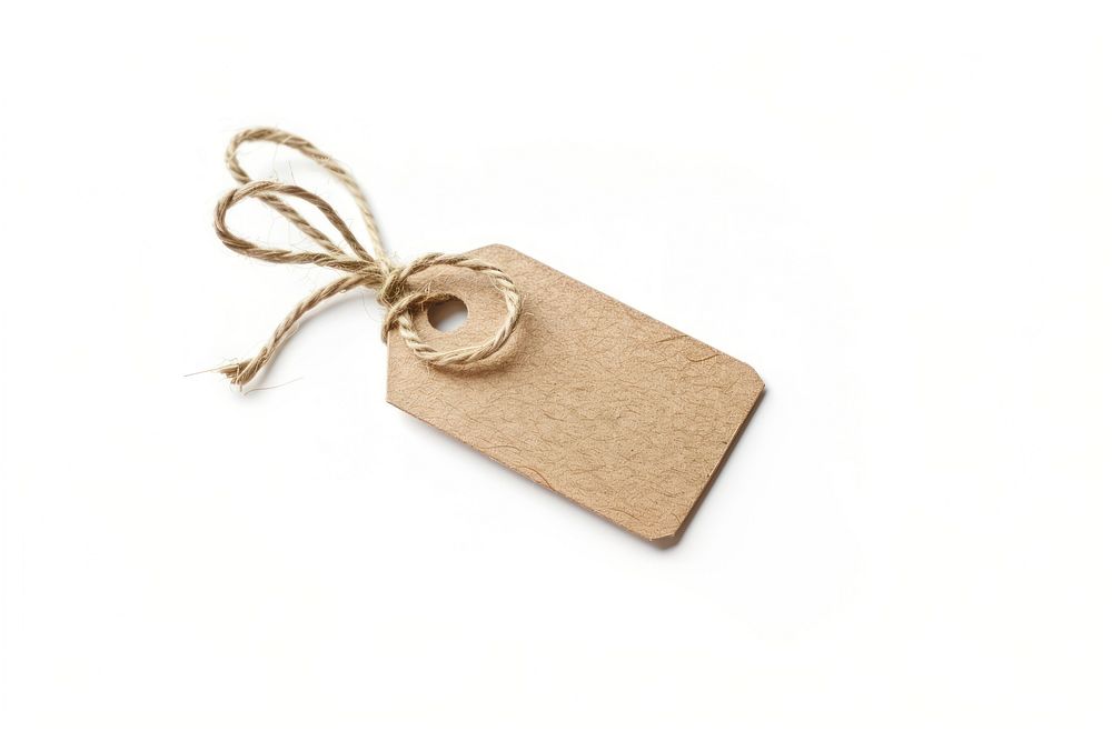 Craft paper tag jewelry white background accessories.