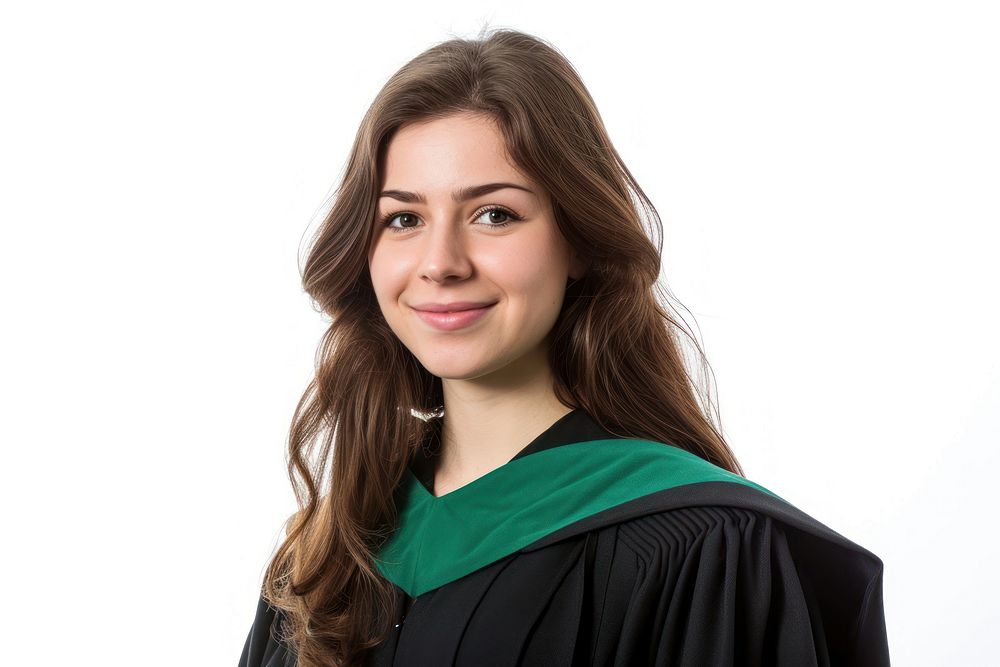 Happy british woman graduation portrait student.