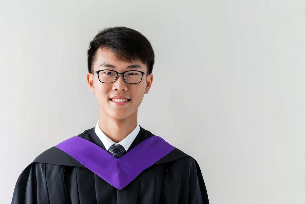 Happy chinese man student university graduation.