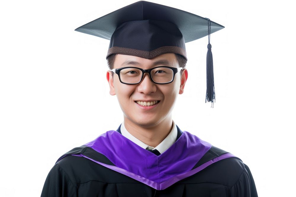 Happy chinese man graduation university portrait.