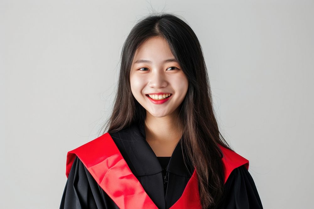 Happy chinese woman student university graduation.