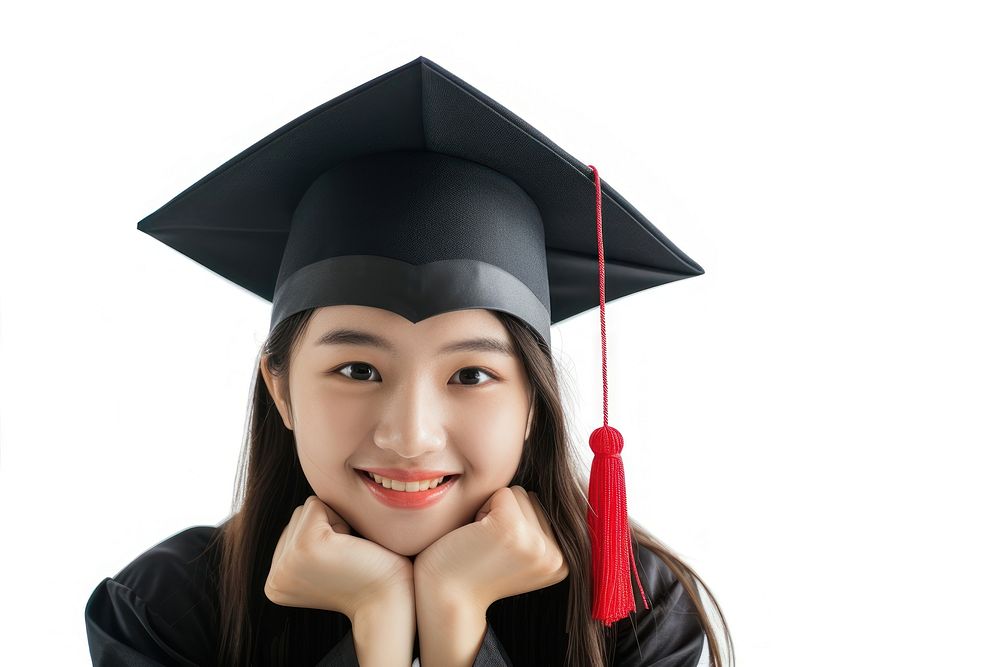Happy chinese woman graduation student university.