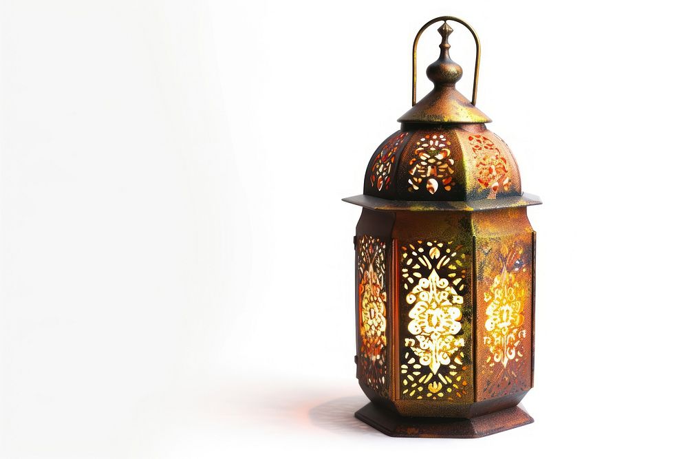 Ramadan kareem lantern lamp white background architecture.
