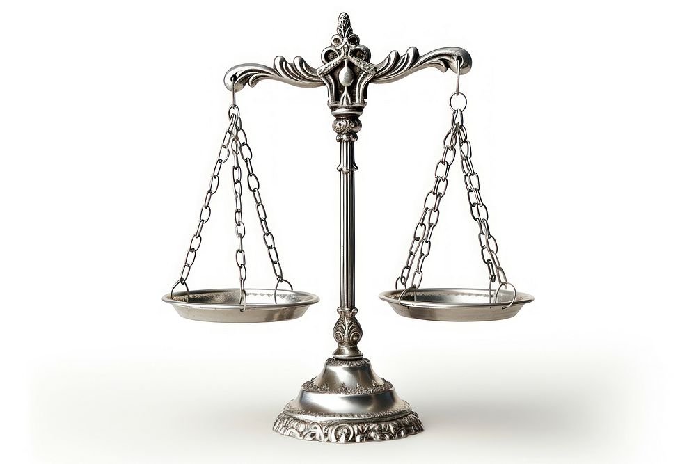 Scale of justice white background lighting bronze.