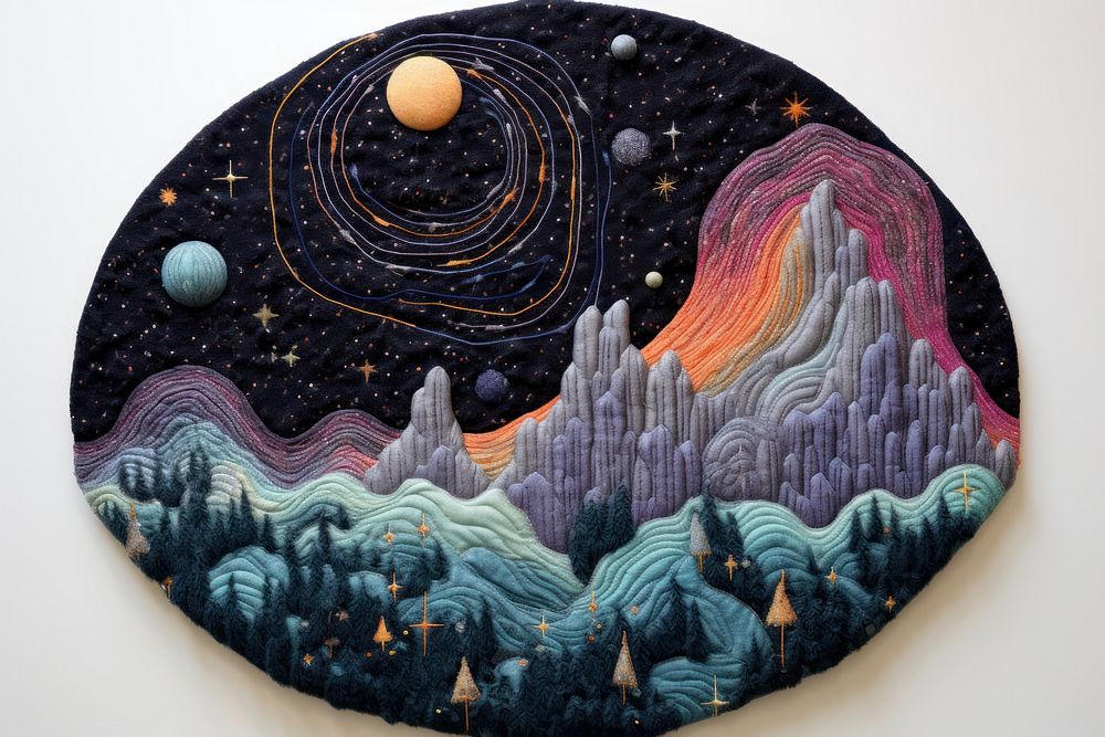 Galaxy speace embroidery pattern art.