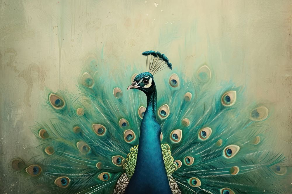 Clsoe up on pale peacock painting animal bird.