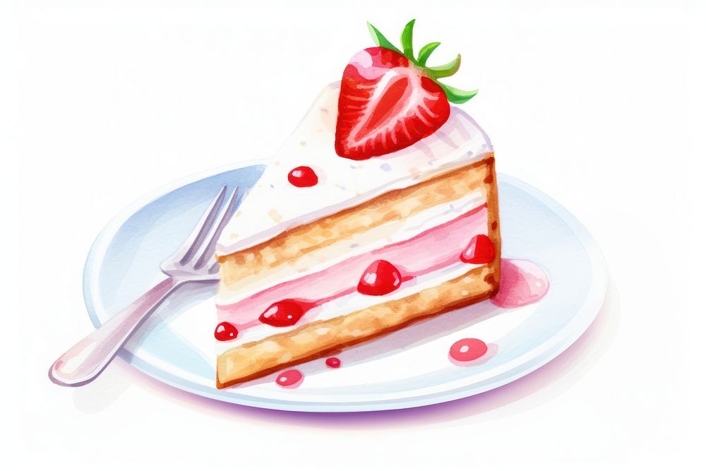 Birthday cake plate strawberry dessert.