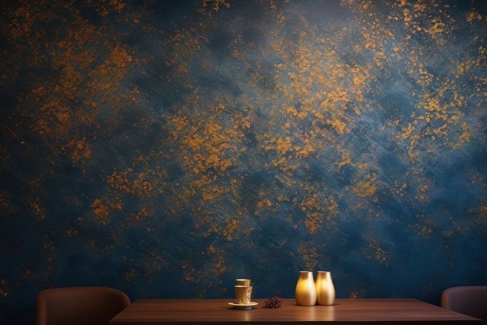 Blue and gold wallpaper architecture backgrounds furniture.