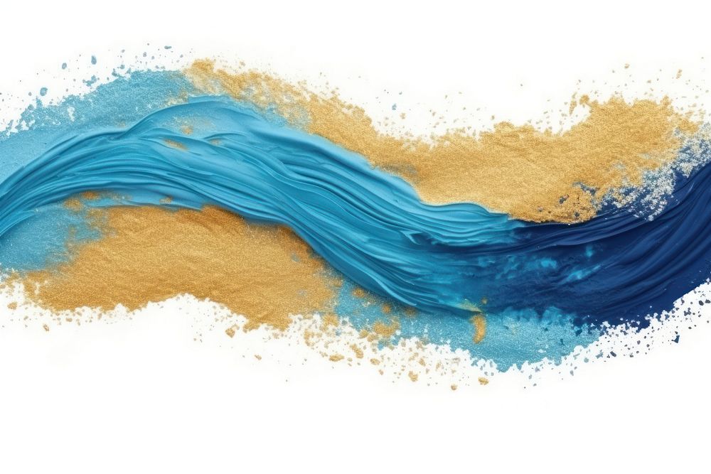 Gold abstract brush stroke backgrounds blue white background.