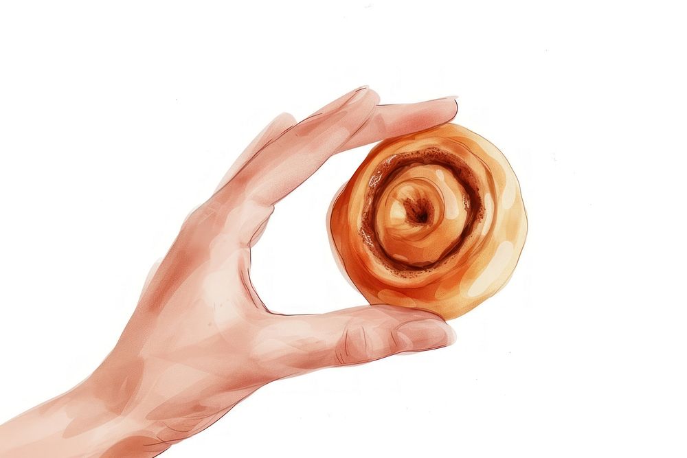 Cinnamon roll food white background holding.