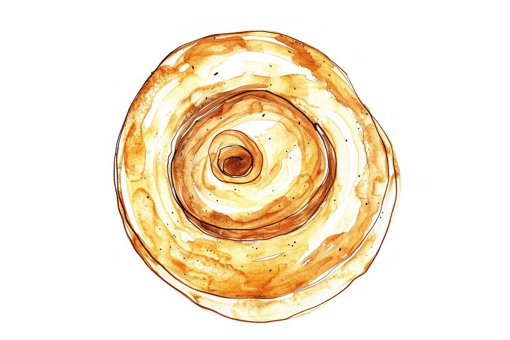 Cinnamon roll spiral food white background.